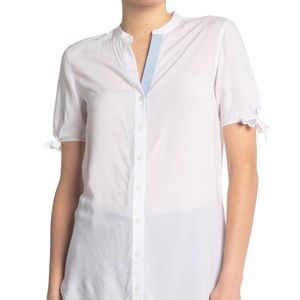 DRAPER JAMES Bow Sleeve Button Up Top